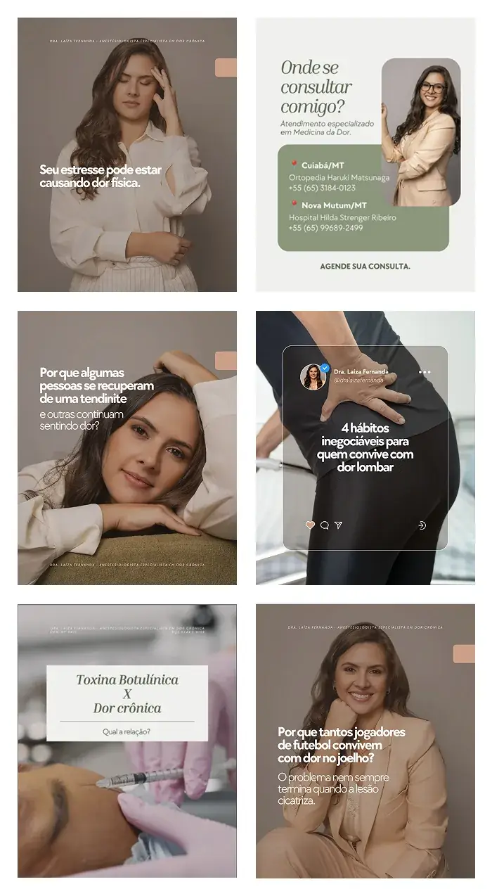 Feed do Instagram da Dra. Laiza Fernanda, medicina da dor