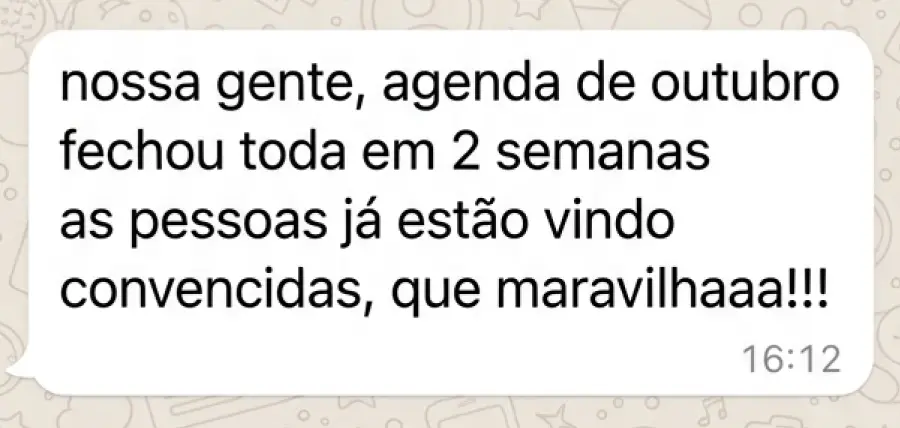 Depoimento de cliente (print 5 de 9)